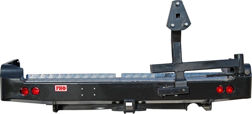 Бампер силовой РИФ задний с квадратом под фаркоп, калиткой и фонарями для Toyota Land Cruiser 105 1998-2007. Артикул RIF105-21125