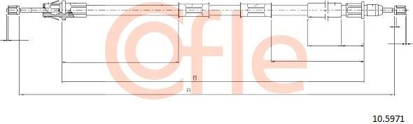 Трос ручника (тросик ручного тормоза) Cofle для Opel Sintra 1996-1999. Артикул 92.10.5971