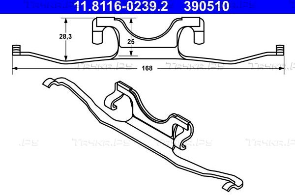 Пружина тормозного суппорта ATE передний для BMW 5 IV (E39) 1996-2003. Артикул 11.8116-0239.2