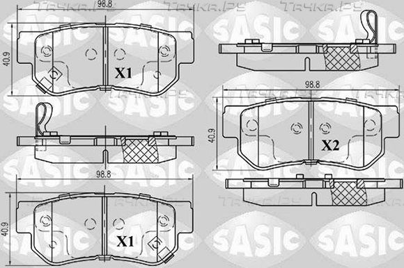 Тормозные колодки Sasic задние для Hyundai Matrix I 2001-2010. Артикул 6216050