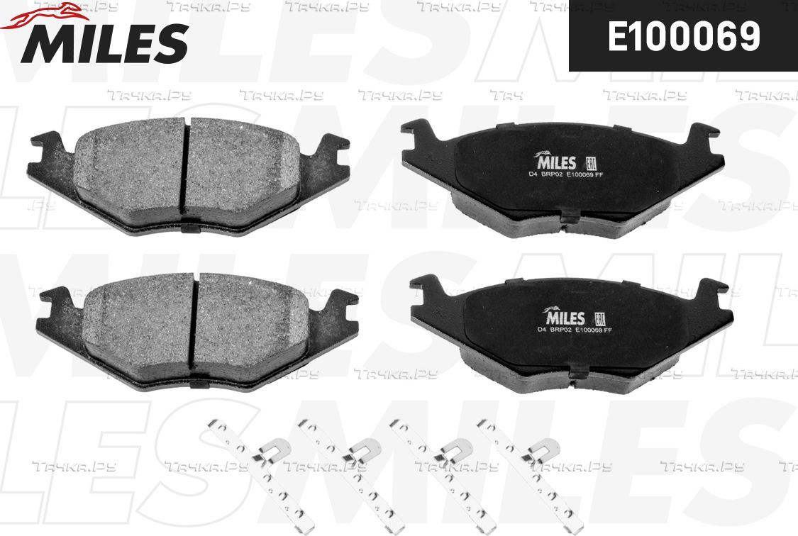 Тормозные колодки Miles (Semi-Metallic) передние для Volkswagen Scirocco II 1980-1990. Артикул E100069