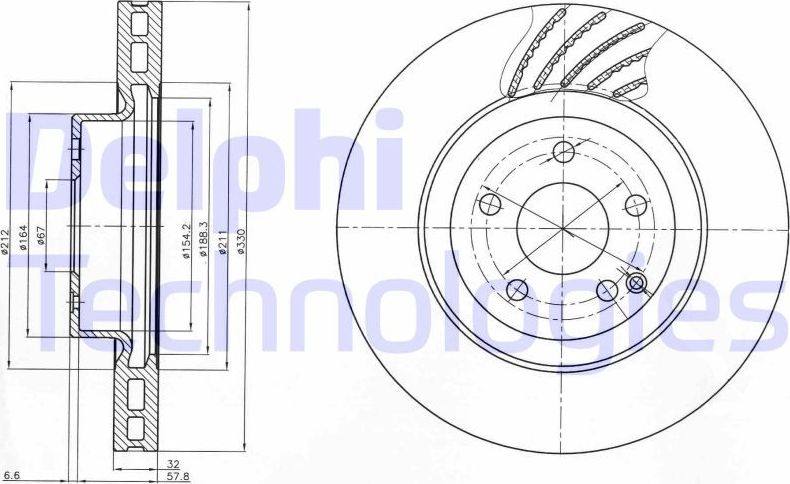 Тормозной диск Delphi. Артикул BG3877
