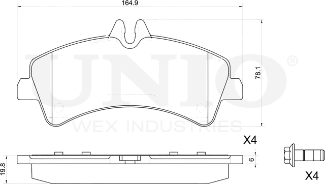 Колодки тормозные дисковые, комплект (Unio). Артикул BRP-20326