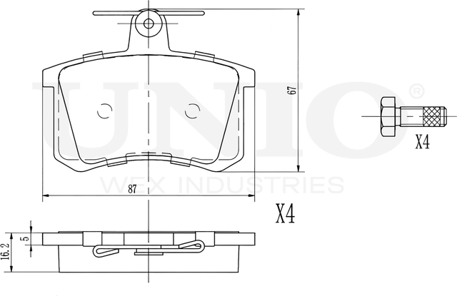 Колодки тормозные дисковые, комплект (Unio). Артикул BRP-20039