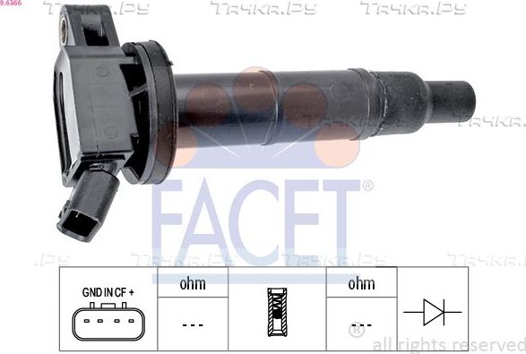 Катушка зажигания Facet Made in Italy - OE Equivalent для Toyota Previa III (XR50) 2005-2026. Артикул 9.6366