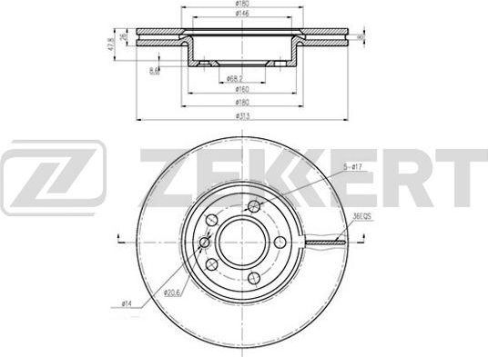 Тормозной диск Zekkert передний для Ford Galaxy I 2000-2006. Артикул BS-5846