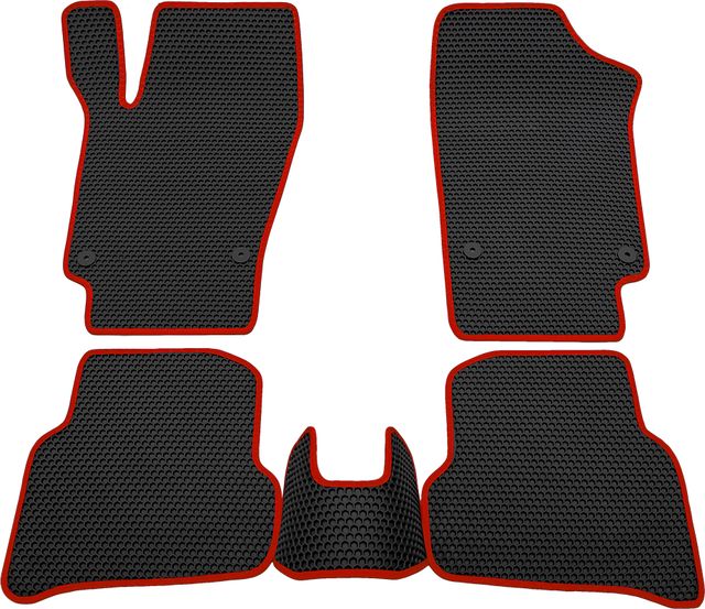 Коврики Rezkon EVA Соты для салона Volkswagen Polo V 2009-2026 Красный кант. Артикул 9135020104