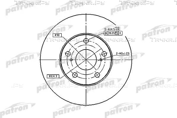 Тормозной диск Patron передний для Toyota Ipsum II (M20) 2001-2009. Артикул PBD1431