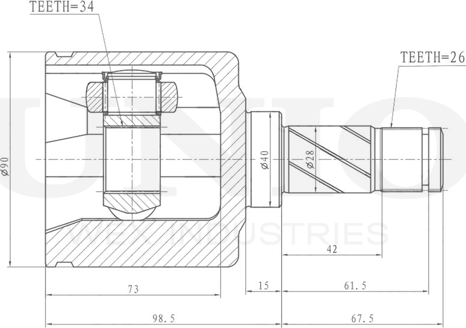 ШРУС внутренний (Unio). Артикул CVJ-30177
