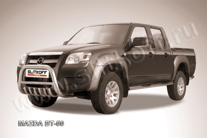 Кенгурятник Slitkoff d76 низкий с защитой картера для Mazda BT-50 I 2006-2011. Артикул MZB001
