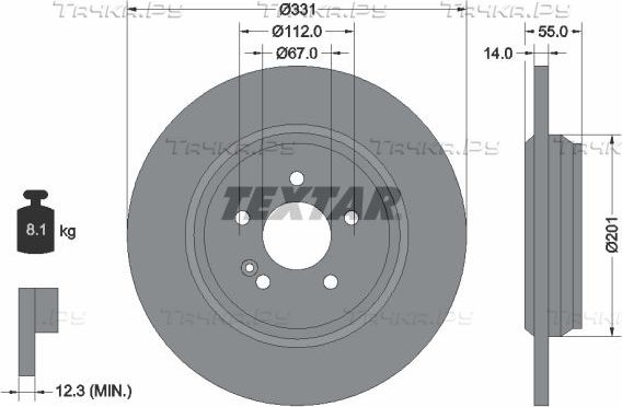 Тормозной диск Textar Pro задний для Mercedes-Benz M-Класс I (W163) 1998-2005. Артикул 92103303