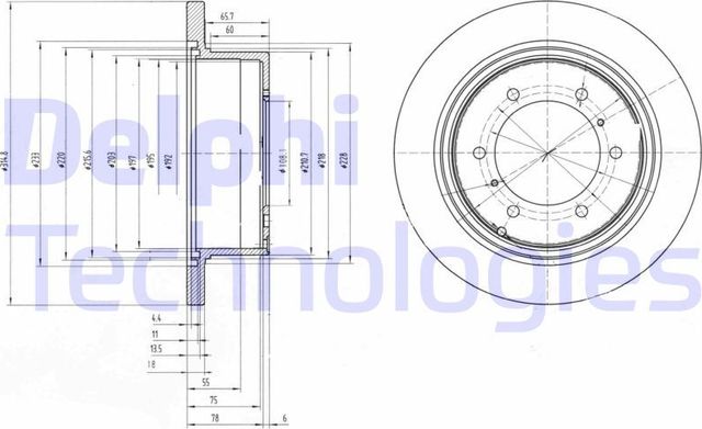 Тормозной диск Delphi задний для Mitsubishi L400 1995-2005. Артикул BG3105