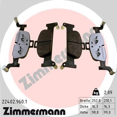 Тормозные колодки Zimmermann rd:z. Артикул 22402.960.1