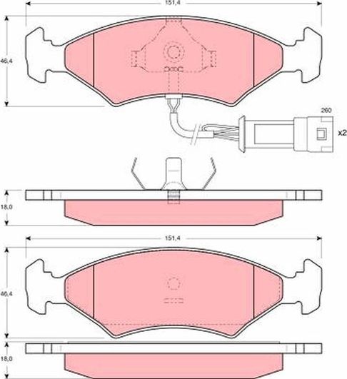 Тормозные колодки TRW передние для Ford Fiesta IV 1995-2002. Артикул GDB238