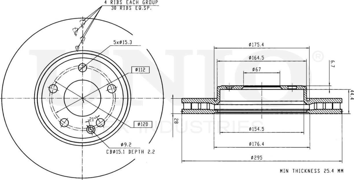 Диск тормозной (Unio). Артикул BRD-20498