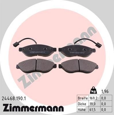Тормозные колодки Zimmermann. Артикул 24468.190.1