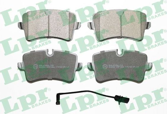 Тормозные колодки LPR задние для Audi A4 IV (B8) 2012-2015. Артикул 05P1826C