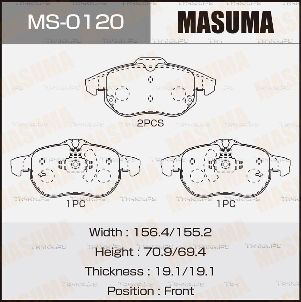 Тормозные колодки Masuma передние для Opel Zafira B 2005-2019. Артикул MS-0120