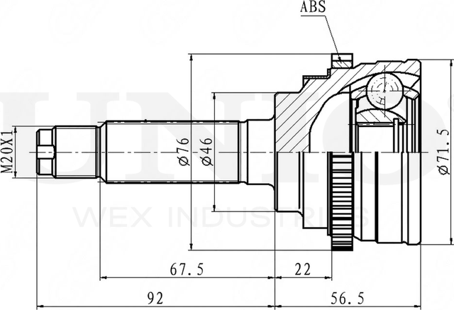 ШРУС наружный (Unio). Артикул CVJ-20059