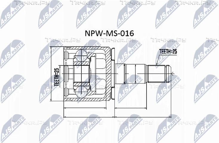Шрус внутренний (граната) NTY. Артикул NPW-MS-016
