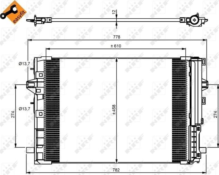 Радиатор кондиционера (конденсатор) NRF (алюминий). Артикул 350081