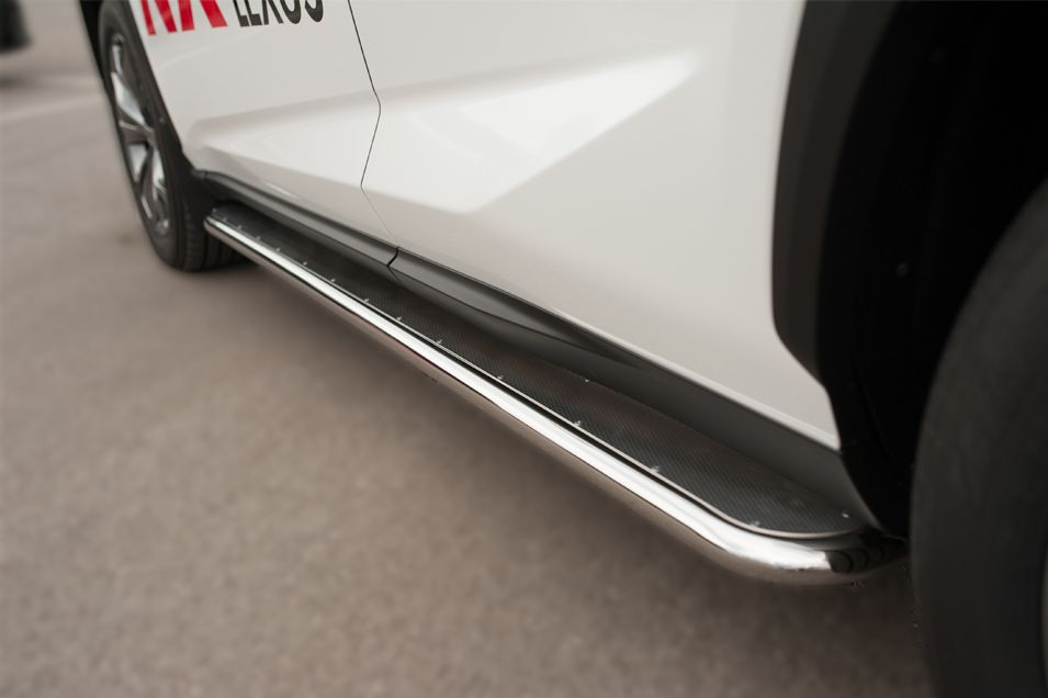 Защита порогов RusStal труба d42 с листом (вариант 1) для Lexus NX 200t F Sport 2015-2026. Артикул LNXT-0021401