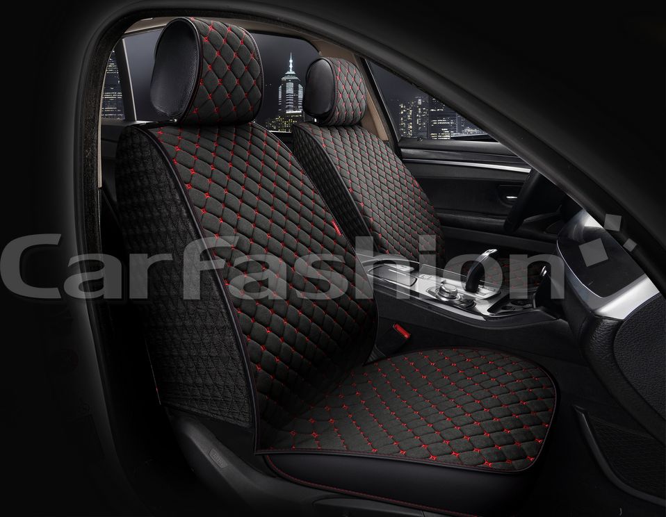 Накидки универсальные CarFashion Cube Front для авто, цвет Черный/Черный/Красный. Артикул 26165