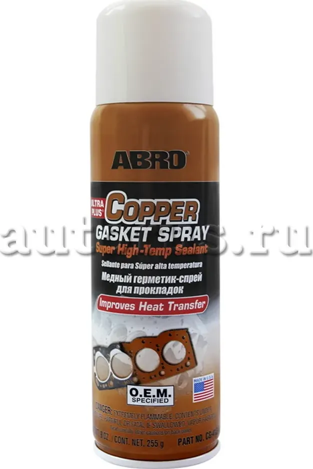 Герметик медный высокотемпературный аэрозоль 255г ABRO Abro. Артикул CG418R