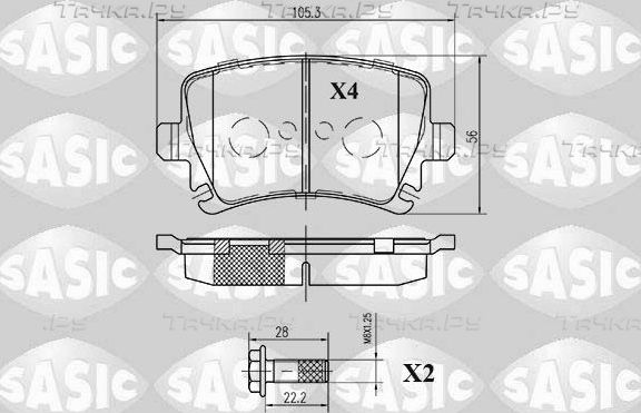 Тормозные колодки Sasic задние для SEAT Altea I 2004-2015. Артикул 6216003