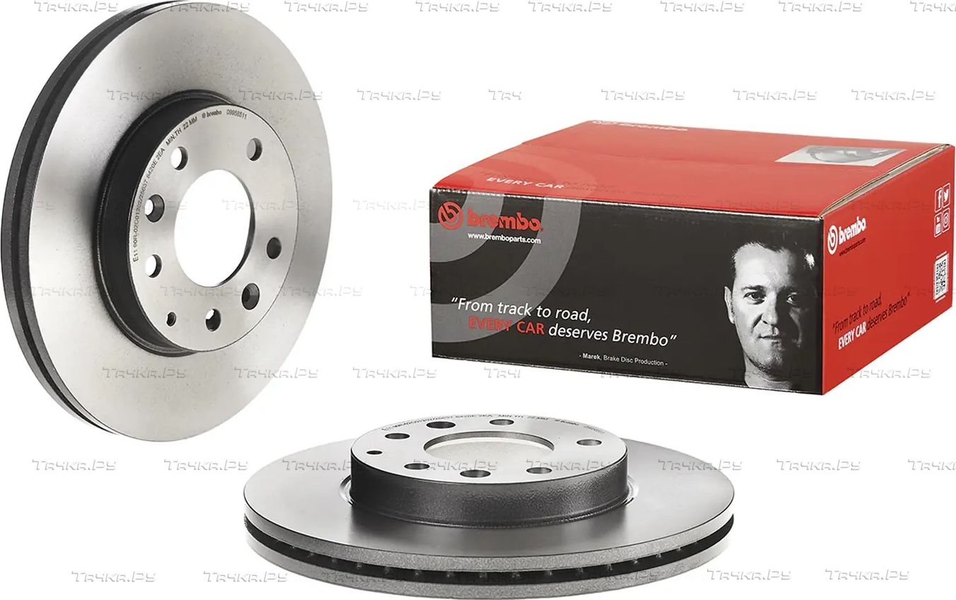 Тормозной диск Brembo PRIME LINE - UV Coated передний для Mazda Premacy I (CP) 2001-2005. Артикул 09.9585.11