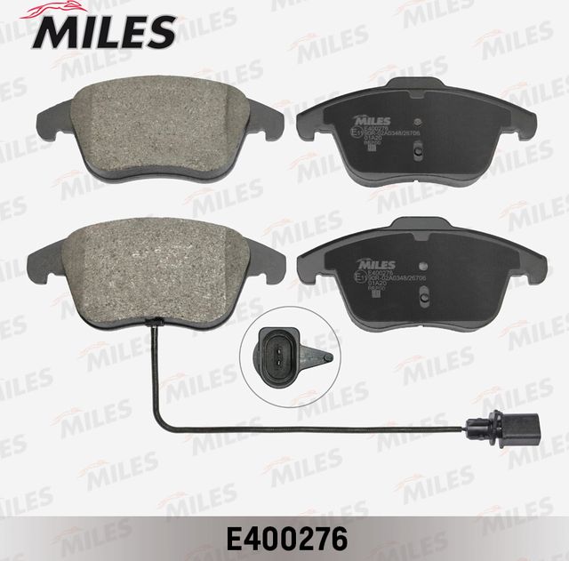 Тормозные колодки Miles (Low-Metallic) передние для Audi A4 IV (B8) 2007-2015. Артикул E400276