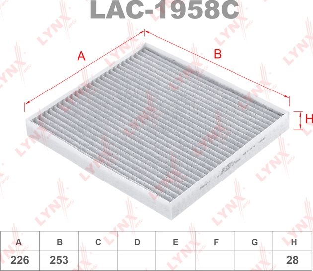 Салонный фильтр LYNXauto. Артикул LAC-1958C
