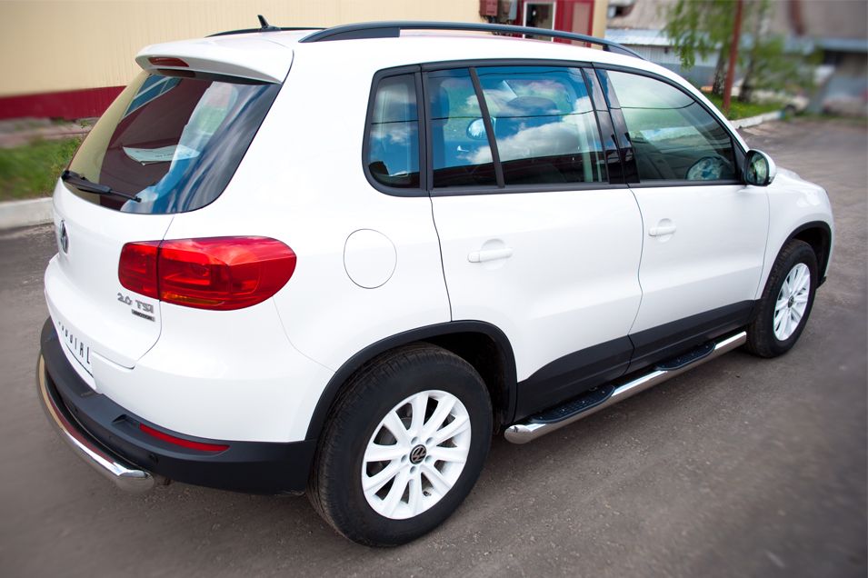 Защита RusStal заднего бампера d63 (дуга) для Volkswagen Tiguan Track & Field (Track & Style) 2011-2016. Артикул VGZ-000497