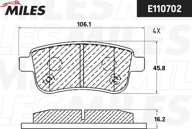 Тормозные колодки Miles (Semi-Metallic). Артикул E110702