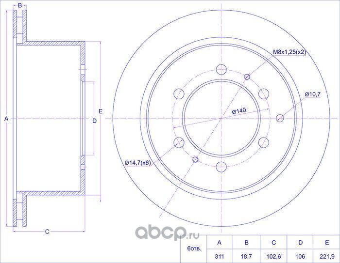 Диск тормозной (TI-Guar). Артикул TG4243160080