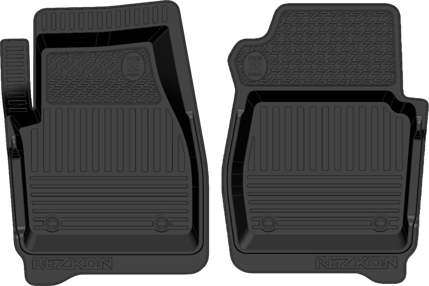 Коврики Rezkon резиновые передние (стандарт) для салона УАЗ Patriot I 2016-2026. Артикул 1541010300