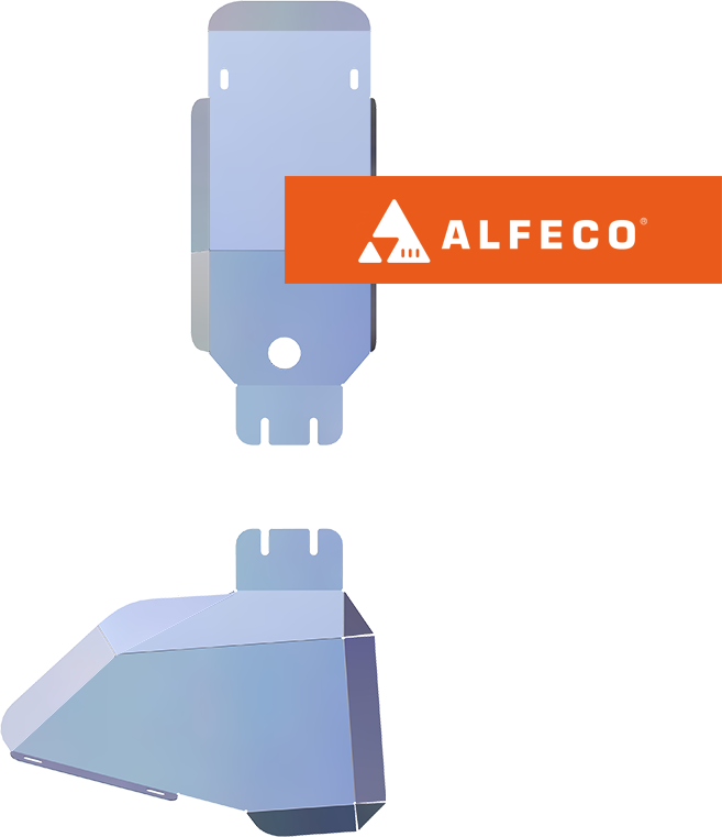 Защита алюминиевая Alfeco для АКПП и раздатки УАЗ Патриот 2019-2026. Артикул ALF.39.14al