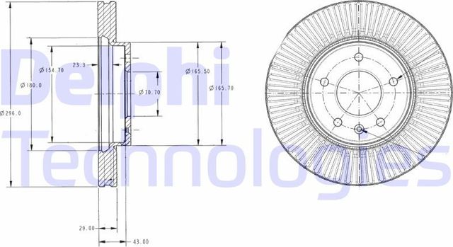 Тормозной диск Delphi передний для Chevrolet Captiva I 2006-2018. Артикул BG4092C
