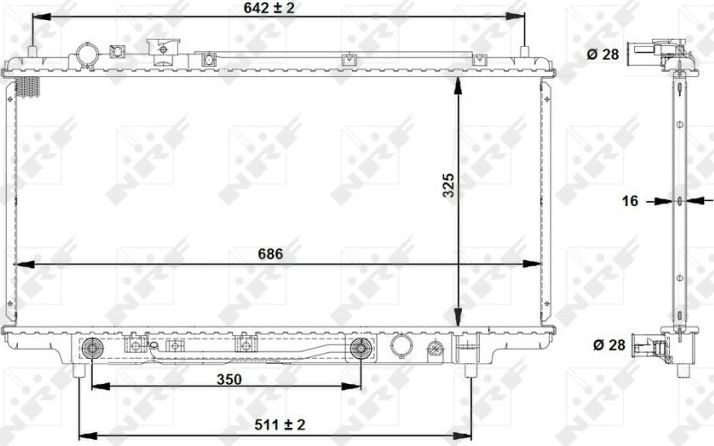 Радиатор охлаждения двигателя NRF (алюминий). Артикул 53519