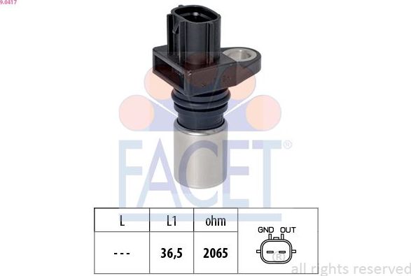 Датчик положения коленвала Facet Made in Italy - OE Equivalent для Toyota Auris I 2007-2012. Артикул 9.0417