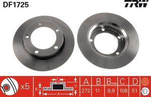 Тормозной диск TRW передний для Chevrolet Niva I 2002-2021. Артикул DF1725