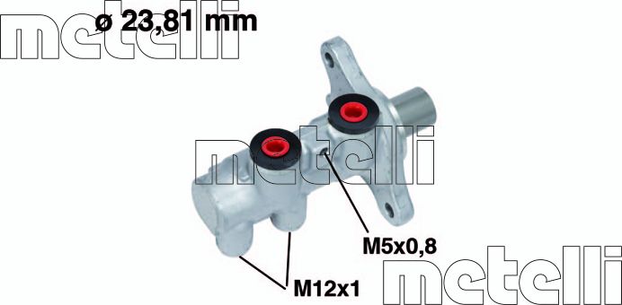Тормозной цилиндр главный Metelli (алюминий). Артикул 05-0714