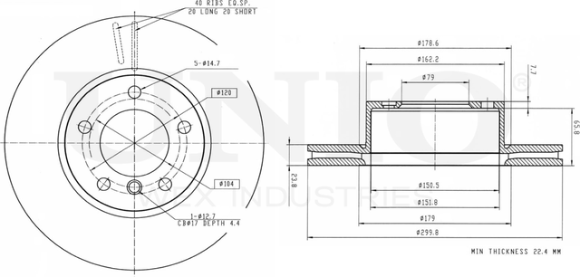 Диск тормозной (Unio). Артикул BRD-20326