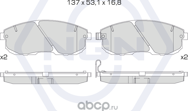 Колодки тормозные керамические, передние (NGN). Артикул 3501816