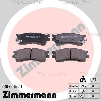 Тормозные колодки Zimmermann передние для Kia Clarus II 1999-2001. Артикул 23873.160.1