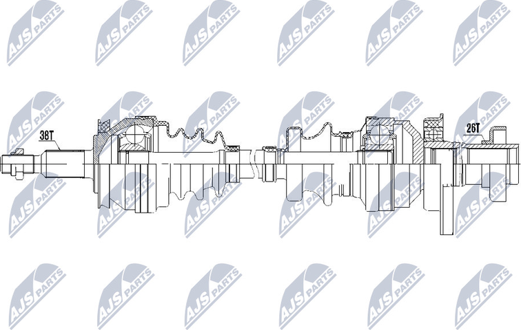 Полуось (привод в сборе, приводной вал) NTY. Артикул NPW-VW-101