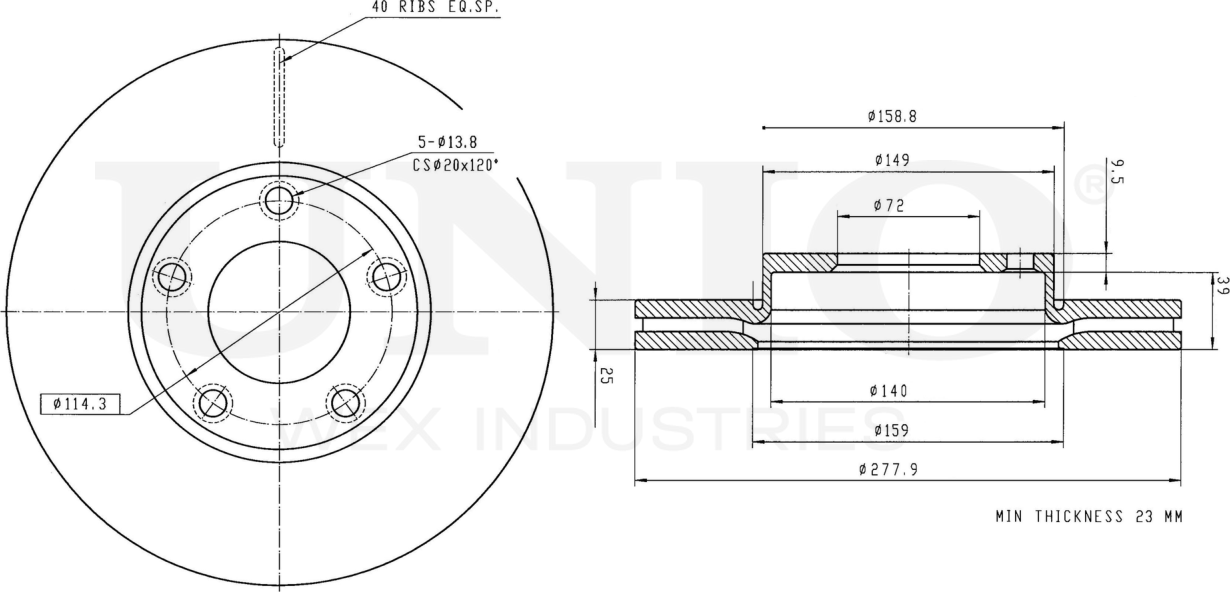 Диск тормозной (Unio). Артикул BRD-20045