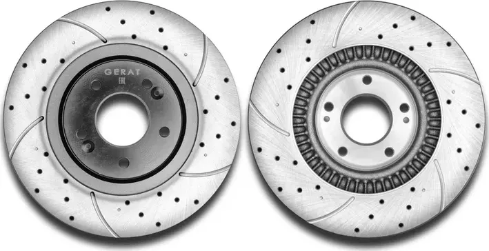 Тормозной диск (перед) Performance перфорация слотирование (Gerat). Артикул DSKF157W