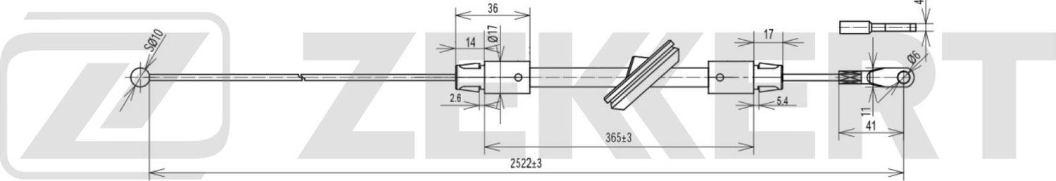 Трос ручника (тросик ручного тормоза) Zekkert. Артикул BZ-1405