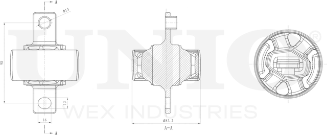 Сайлентблок рычага подвески (Unio). Артикул RMP-20208